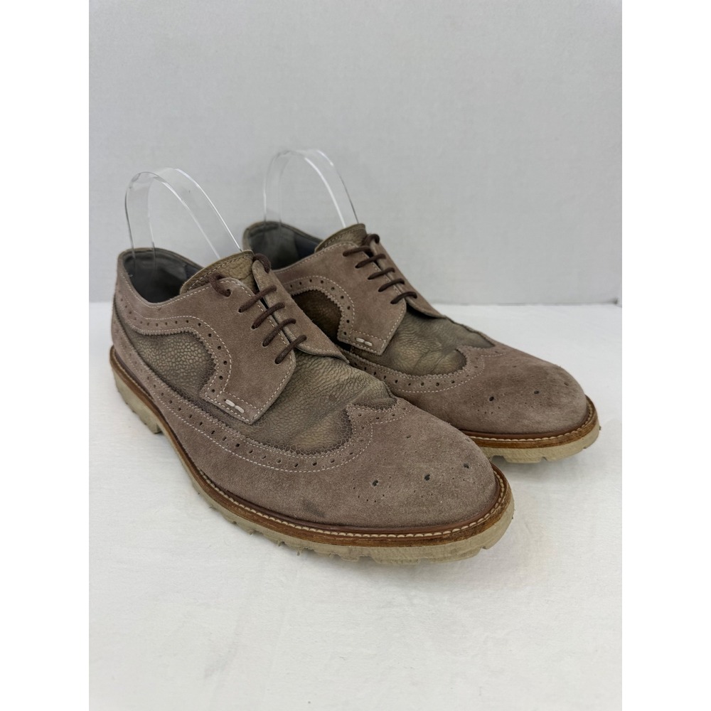 Kenneth Cole New York Slow‎ N Steady Mens 9.5 Wingtip Oxford Shoes Brown Suede